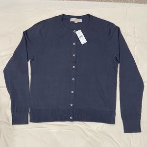 Loft Slate Gray Cotton Cardigan Sweater - Size M - NWT